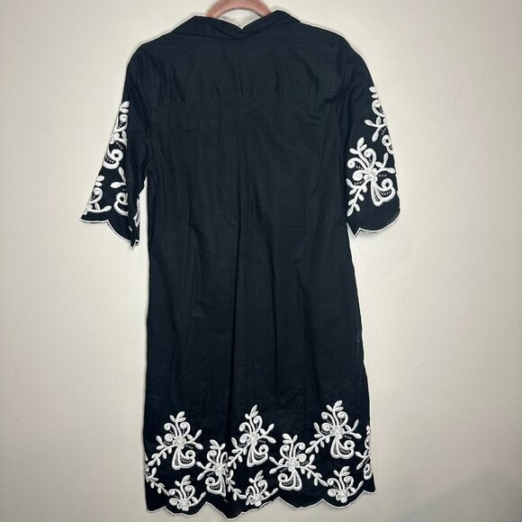 Soft Surroundings Embroidered Dress Size Medium Boho Black Cotton Maxi NWOT - Picture 9 of 9